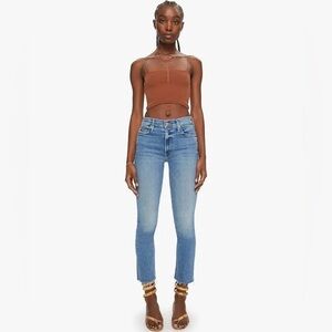 NWT Mother Mid Rise Dazzler Ankle Step Fray Jean